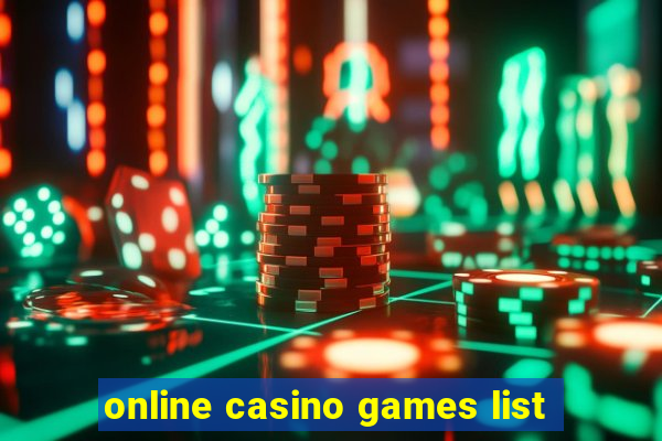 online casino games list