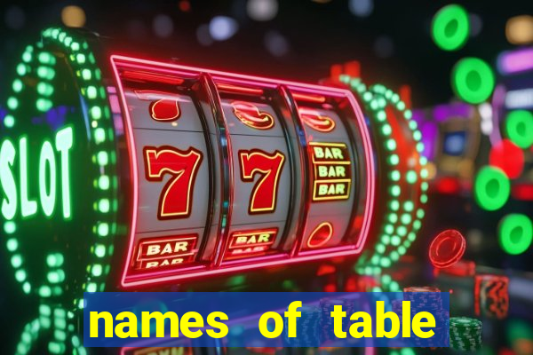 names of table games casino