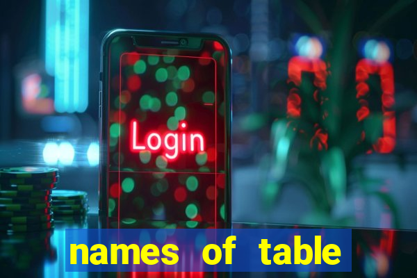 names of table games casino